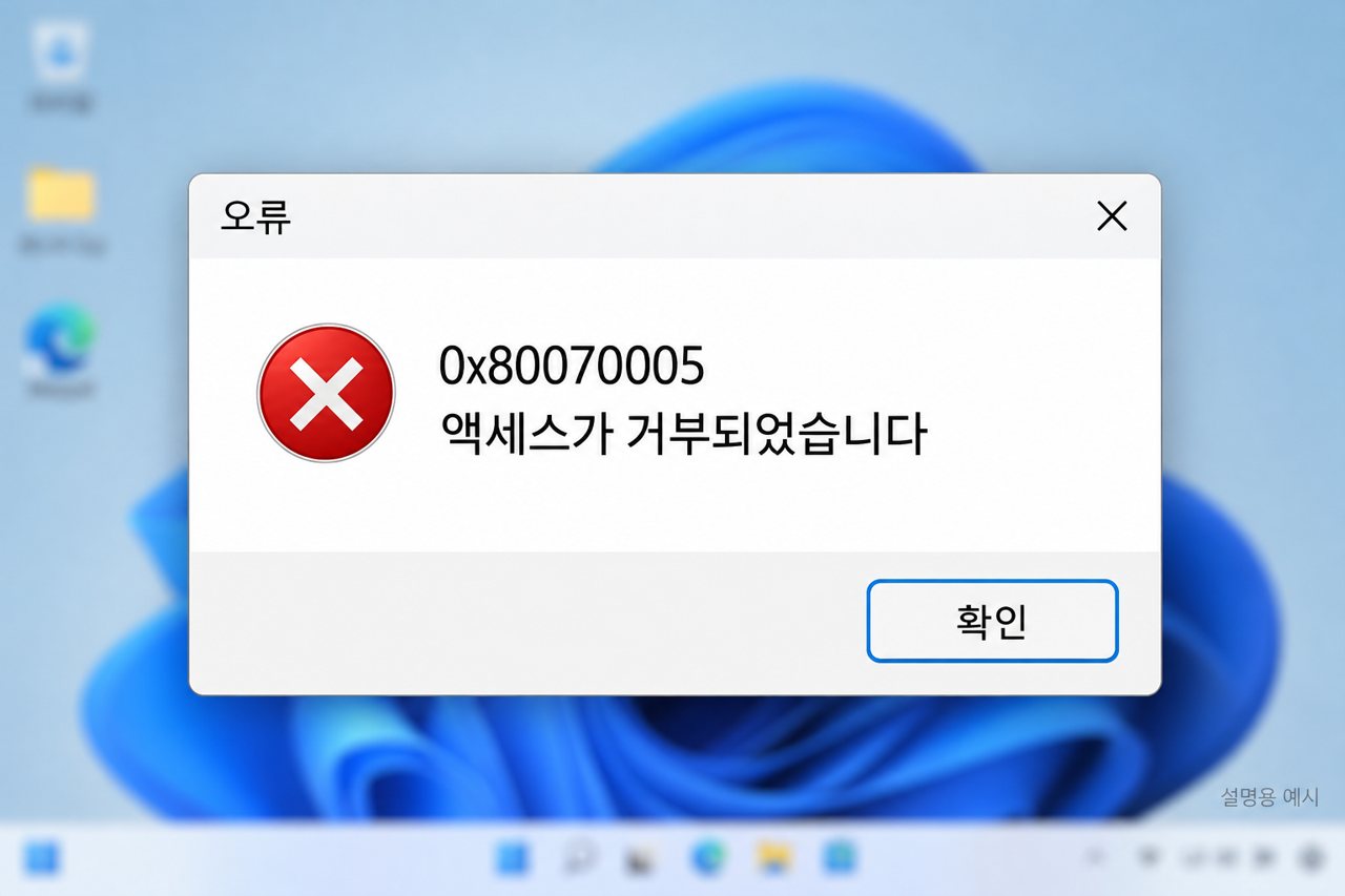 0x80070005 액세스가 거부되었습니다 오류 창