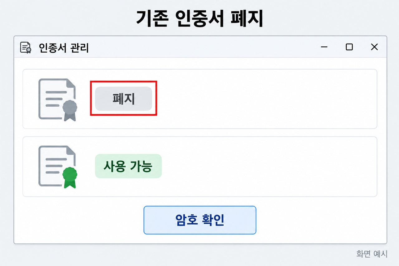 기존 인증서 폐지