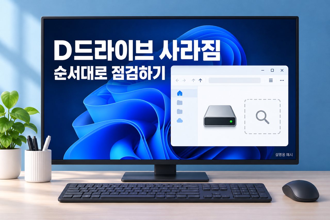 D드라이브 사라짐 순서대로 점검하기