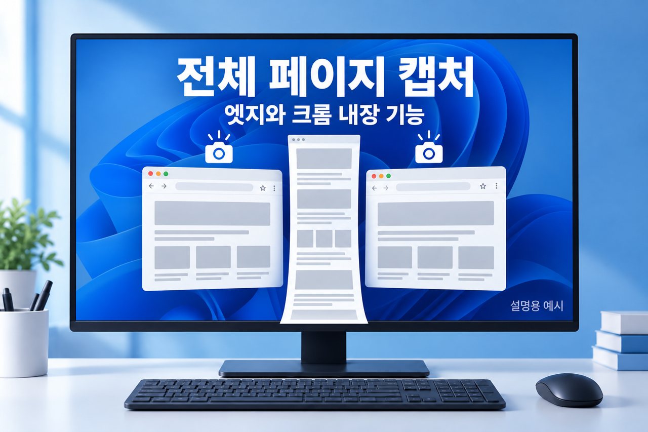 전체 페이지 캡처 엣지와 크롬 내장 기능