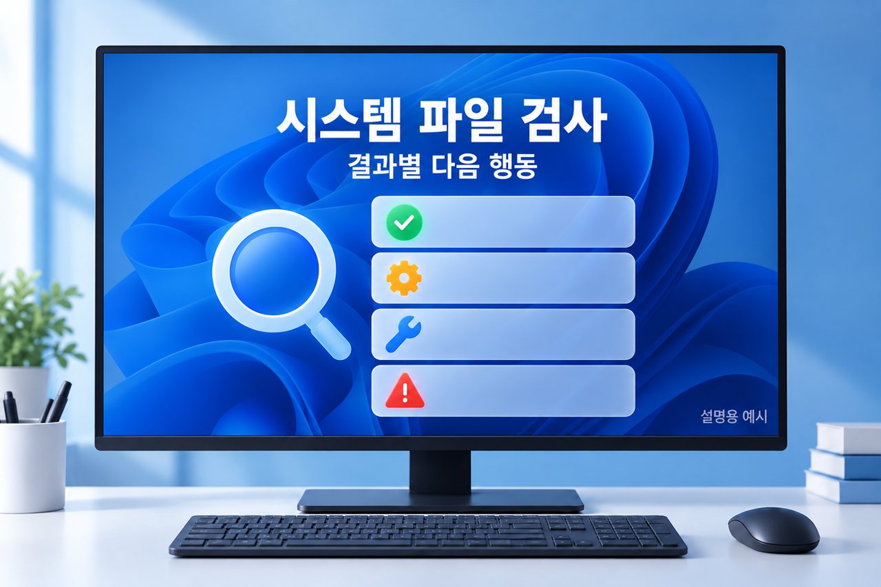 시스템 파일 검사 결과별 다음 행동