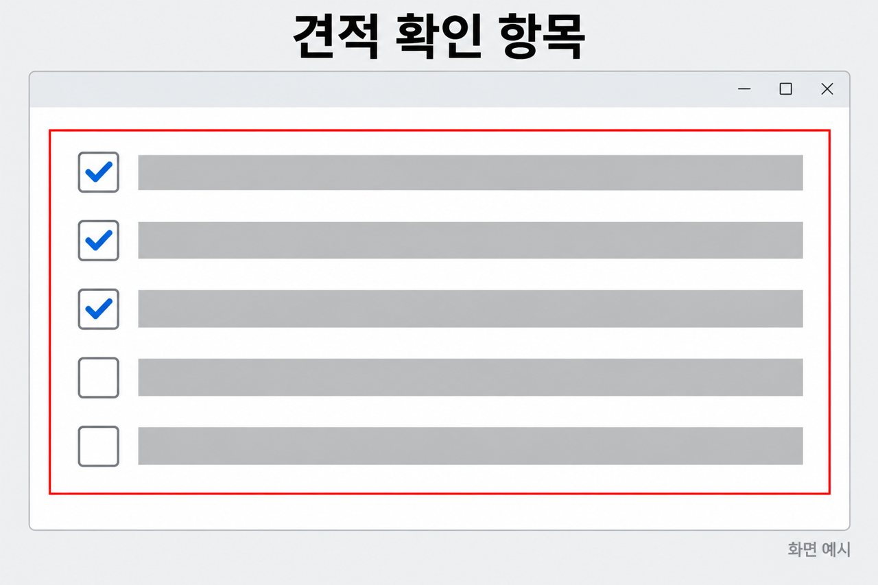견적 확인 항목